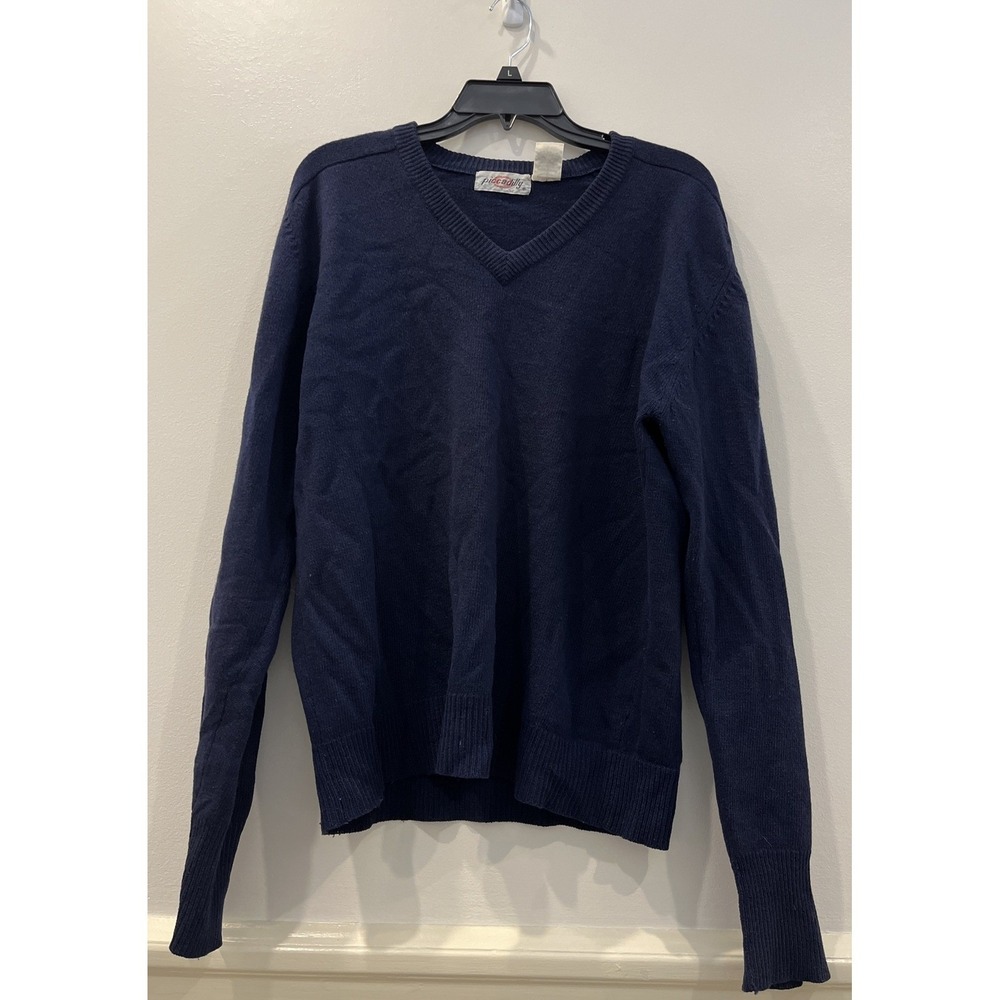 Piccadilly Sweater Australian Lambswool Womens XL Blue V Neck Long Sleeve Flawed